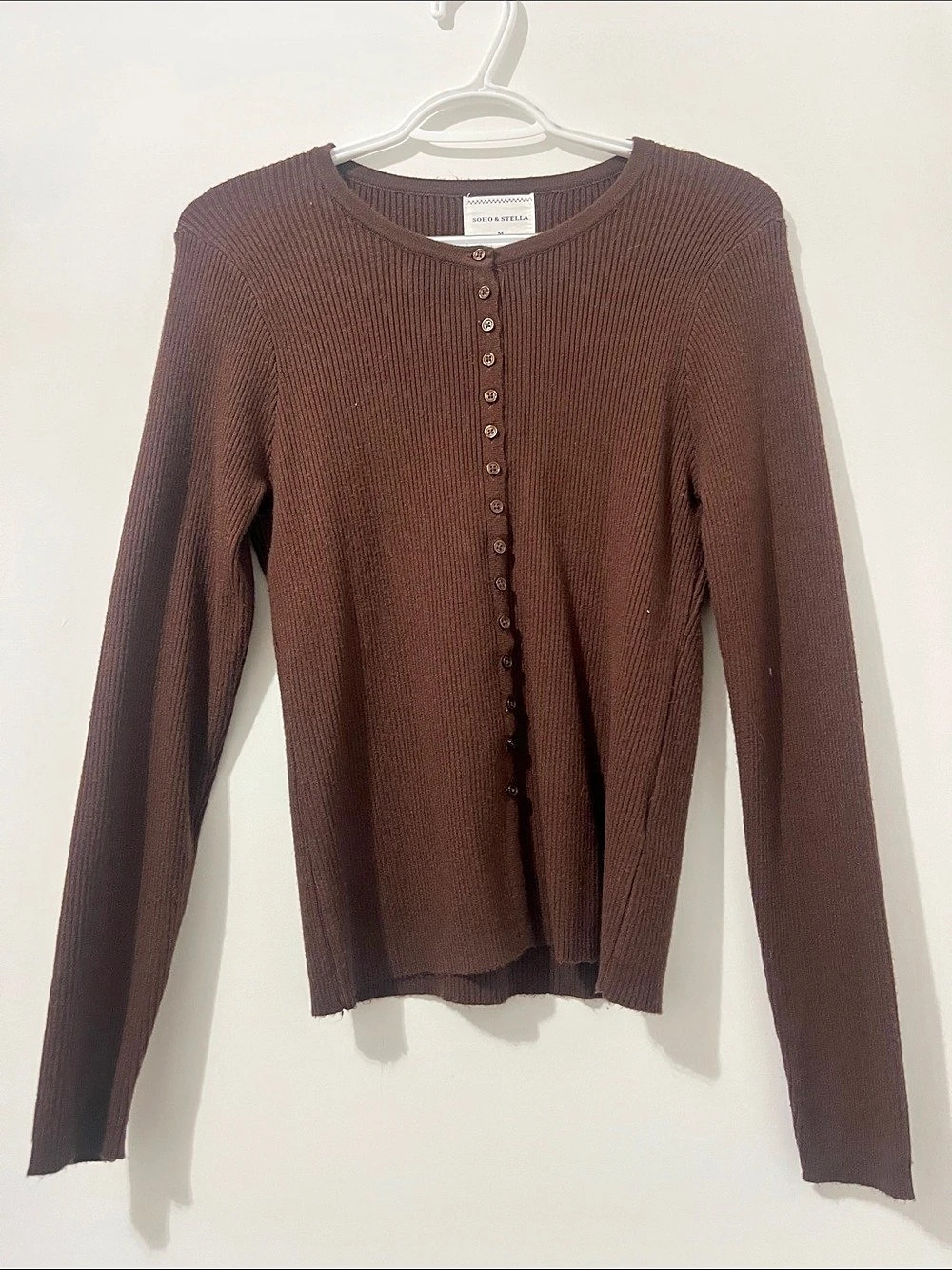 SOHO & STELLA Brown Button Front Sweater Size Medium